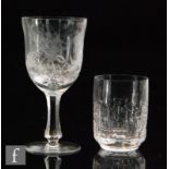 Two later 20th Century Czechoslovakian Podebrady drinking glasses, a tumbler by Vladimir Zahour,