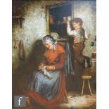 MARK WILLIAM LANGLOIS (1848-1924) - 'While Grandma Sleeps', oil on canvas, signed, framed, 53cm x