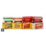 Four Dinky Toys diecast model buses, comprising 289 Routemaster Bus 'Tern Shirts', 289 Routemaster