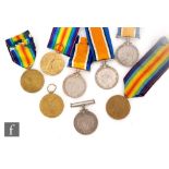 Four pairs of World War One British War Medal and Victory Medals awarded to 26583 Spr R Harvey R.