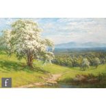 LORENZO HEADLEY (1860-1934) - Country landscape with apple blossom tree and trackway, oil on canvas,