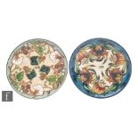 Two Moorcroft Pottery wall Year plates, the first for 1998, decorated in the Summers End pattern