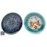 Two Moorcroft Pottery wall plates, the first for Spitalfields Temple Mills 1991, impressed mark with