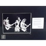 A framed limited edition Rolling Stones montage, comprising a black and white photograph of Mick