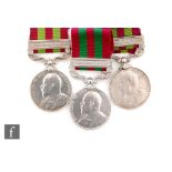 Three India Medals each with Waziristan 1901-20 bar to 4167 Sepoy Mirza Khan 28th Punbaj Infantry,