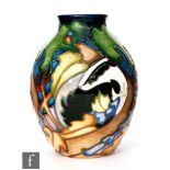 A Moorcroft Pottery vase decorated in The Sett pattern designed by Kerry Goodwin, made for Dorset