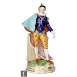 A 19th Century French figure in the manner of Derby, possibly Sampson, modelled as a figure in