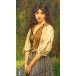 WILLIAM A BREAKSPEARE (1856-1914) - Mliss, three quarter length portrait of a young woman, oil on