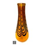 A contemporary Glasform vase by John Ditchfield of tapered sleeve form decorated with purple