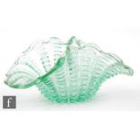 A post war Italian Murano glass bowl by Barovier & Toso of fluted form with petal edged folded