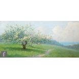 LORENZO HEADLEY (1860-1934) - Country landscape with apple tree, sheep and trackway, oil on