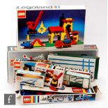 A collection of 1970s Lego sets with boxes and instructions, comprising 140 Basic Set with Motor,