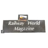 An aluminium locomotive plate for 47847 engine named Railway World Magazine, 45.5cm x 149cm with a
