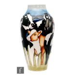 A Moorcroft Pottery Trial vase of high shouldered form decorated in the Fowlers Farmyard pattern