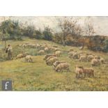 MARK FISHER, RA (1841-1923) - A shepherd with his flock in a wooded landscape, oil on canvas, signed