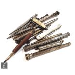 A collection of plated and nickel propelling pencils. (qty)