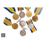Four pairs of World War One medals British War Medal and Victory Medals awarded to L-15378 Pte G.
