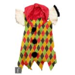 A 1920s / 1930s hand made childrens fancy dress costume for a jester (or Jane Foole) comprising a