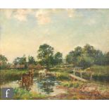 MARK FISHER, RA (1841-1923) - Cows crossing a ford in a wooded landscape, oil on canvas, signed,