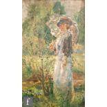 MARGARET FISHER PROUT (1875-1963) - 'Woman with a Parasol', oil on canvas, signed and dated 1918,
