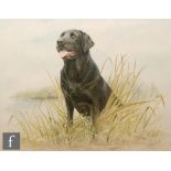 JAMES ROWLEY (CONTEMPORARY) - A black labrador on a river bank, watercolour, signed and dated '88,