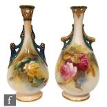 A small early 20th Century Royal Worcester posy vase, Hadley shape 288 of shouldered ovoid form with