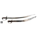 A 19th Century officers sabre, wire leather grip and open pieced brass handle, 67cm blade and a