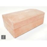 A 1930s Art Deco pale pink shagreen box of rectangular form with a domed lift off cover stained in a