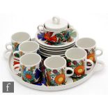 A later 20th Century Villeroy and Boch, Acapulco pattern tea service comprising six cups, six