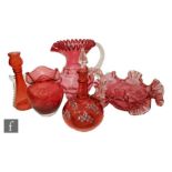 A collection of assorted ruby glass, to include Victorian and later examples, comprising a