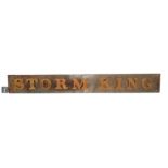 A home constructed engine plate named Storm King, mounted brass letter on a steel plate, 15.5cm x