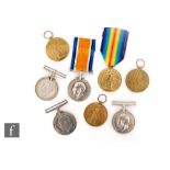 A World War One medal trio to 12349 Pte A. Southall Leic.R, with three pairs 13901 I.A.M P. Fisher
