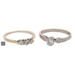 An 18ct white gold diamond soliatre ring, claw set stones, weight approximately 0.33ct to platinum