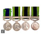 Four India General Service Medals with various bars, Waziristan 1921-24 to 8949 Driver W.R Lee A.S.