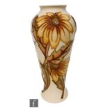 A modern Moorcroft Pottery vase circa 1996 of slender shouldered form, tubeline decorated in the