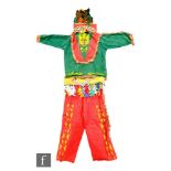 A 1920s / 1930s childrens fancy dress costume for a Native American comprising a green and red