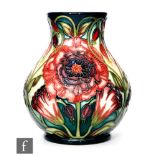 A Moorcroft Pottery Design Trial vase decorated in the Eustoma pattern designed by Carole Lovatt,