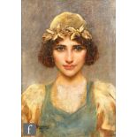 WILLIAM A BREAKSPEARE (1856-1914) - Head and shoulder portrait of a girl wearing a bonnet, oil on