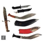 A 20th Century German Bowie knife, the eagle hilt stamped Weyensberg, 25cm blade, a saw back knife