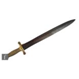 A late 19th Century French gladius with brass ribbed handle.