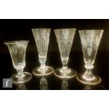 A collection of late 18th to early 19th Century glasses, comprising two ale glasses each with