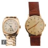 A gentleman's 9ct Marvin automatic wrist watch, gilt batons to a champagne dial, case diameter 34mm,