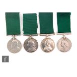 Four Volunteer Long Service and Good Conduct Medals to Victorian examples to 257 Sergt G.H. Dawes