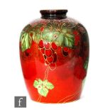 A Royal Doulton 1920s Flambe vase by Harry Nixon, of ovoid form with a squat collar neck decorated