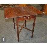 A small George III style mahogany drop flap Pembroke table, with single end drawer on block