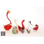 A collection of assorted glass birds, to include an Isle of Wight example with gold leaf and