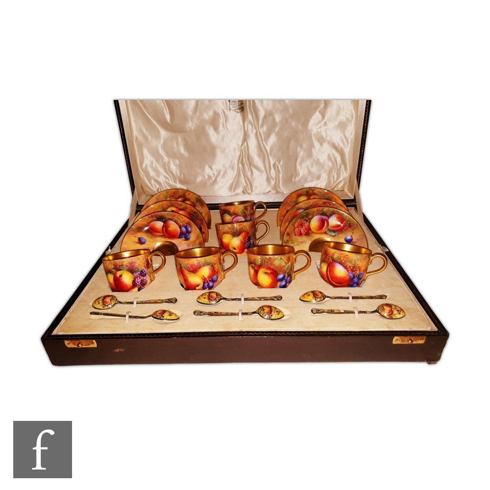A boxed Royal Worcester Fallen Fruits set of coffee cups and saucers with matching enamelled - Image 3 of 3