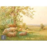 ARTHUR WILKINSON (1860-1930) - Sheep resting in the shade of an oak tree, watercolour, signed,