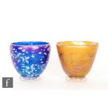Two contemporary studio glass bowls by Kris Heaton of Neo Art Glass, each of footed high sided form,