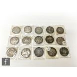 Various George III to Victoria crowns 1819, 1821, 1845 and twelve other Victoria crowns, various